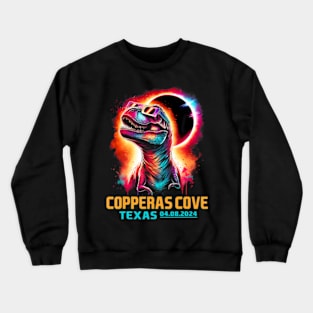 Copperas Cove Texas Total Solar Eclipse 2024 T Rex Dinosaur Crewneck Sweatshirt